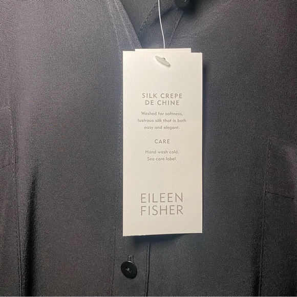 Eileen Fisher 100% Silk Mandarin Collar Shirt Size XL - Picture 2 of 8